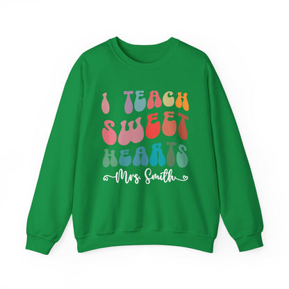 Personalized Teach Sweethearts Valentines Day Sweatshirt, Custom Teacher Valentines Day Sweatshirt for Teachers, Gift for Hearts Day, SW1276