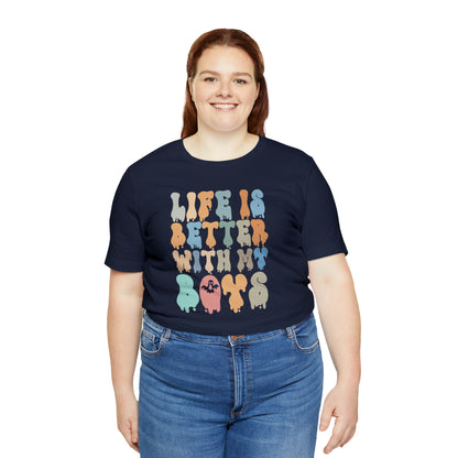 Cute Boy Mom Shirt for Birthday Gift for Mom, Life is better with my boys Shirt for Halloween Gift, T309