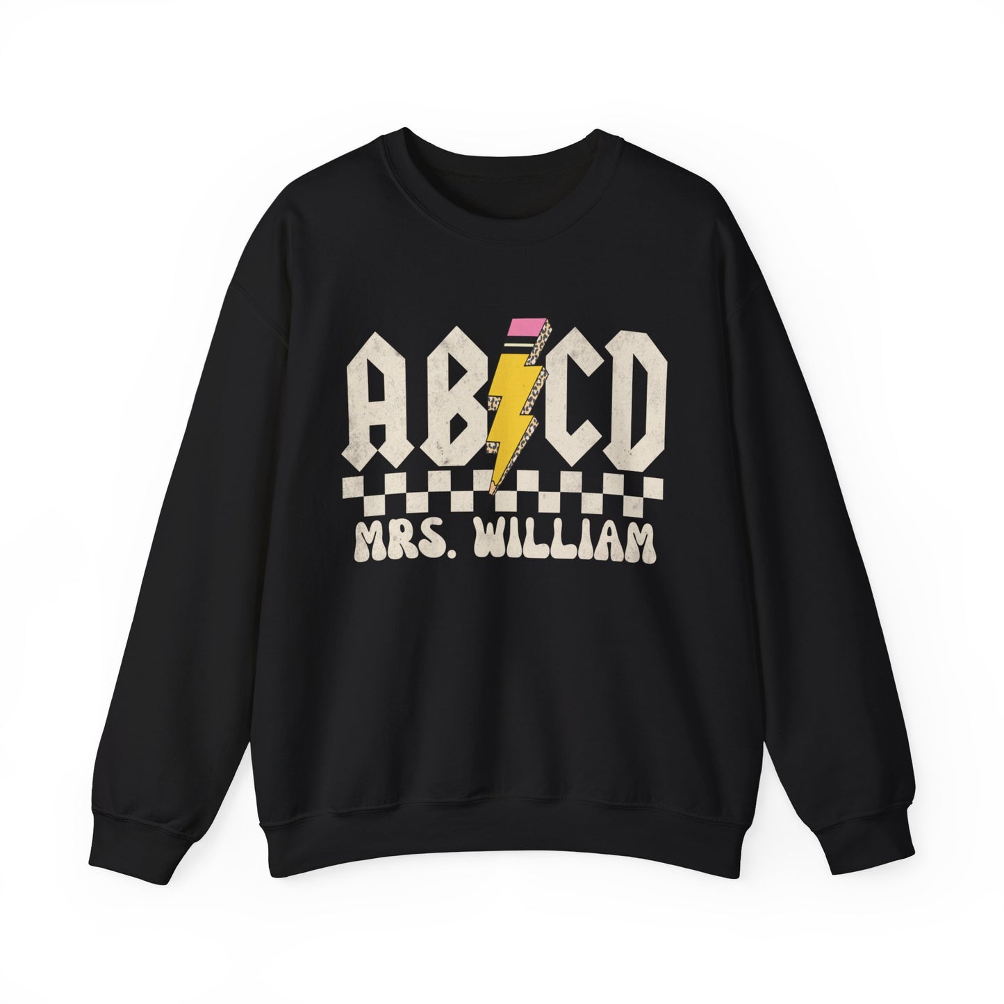 Custom Retro ABCD Teacher Name Sweatshirt For Back to School, Teacher Appreciation Gift, Custom Name Teacher Sweatshirt Cute Trendy, S1219