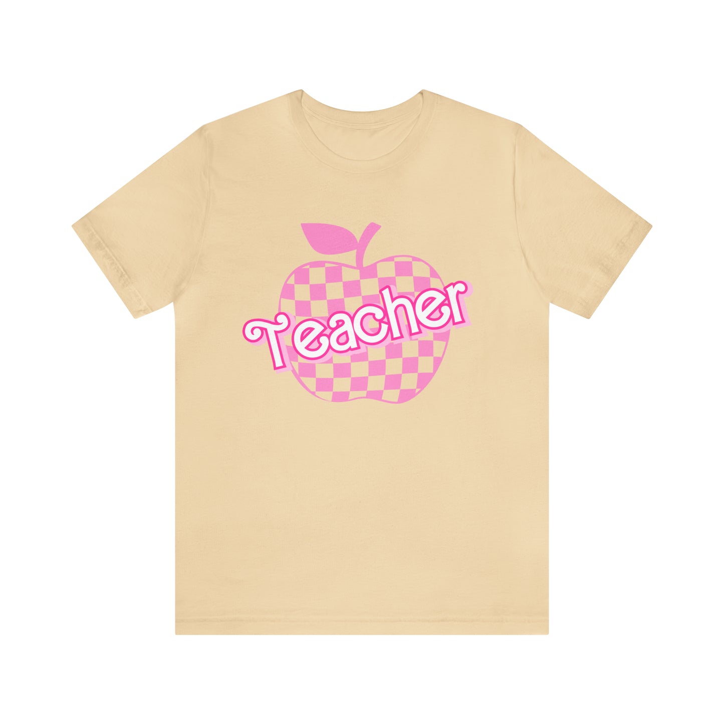 Pink Checkered Teacher Shirts, Trendy Teacher T Shirt, Retro Back to school, Teacher Appreciation, Apple Checkered Teacher Tee, T740