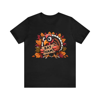 Cute Turkey Eat Ham shirt, Girls Thanksgiving T-shirt, Leopard Print Turkey Shirt, Thankful Shirt, Fall Shirt, Thanksgiving Food Shirt, T858