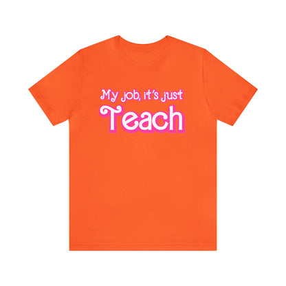 My Job is Just Teach Shirt, Pink Teacher Shirt, Trendy Teacher Shirt, Retro Back to school, Checkered Teacher Tee, Gifts For Teacher, T735