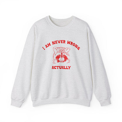 I Am Never Wrong Actually Sweatshirt, Funny Sweatshirt, Funny Meme Sweatshirt, Silly Meme Sweatshirt, Mothers day Sweatshirt, S1587