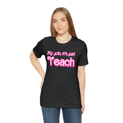 My Job is Just Teach Shirt, Pink Teacher Shirt, Trendy Teacher Shirt, Retro Back to school, Checkered Teacher Tee, Gifts For Teacher, T735