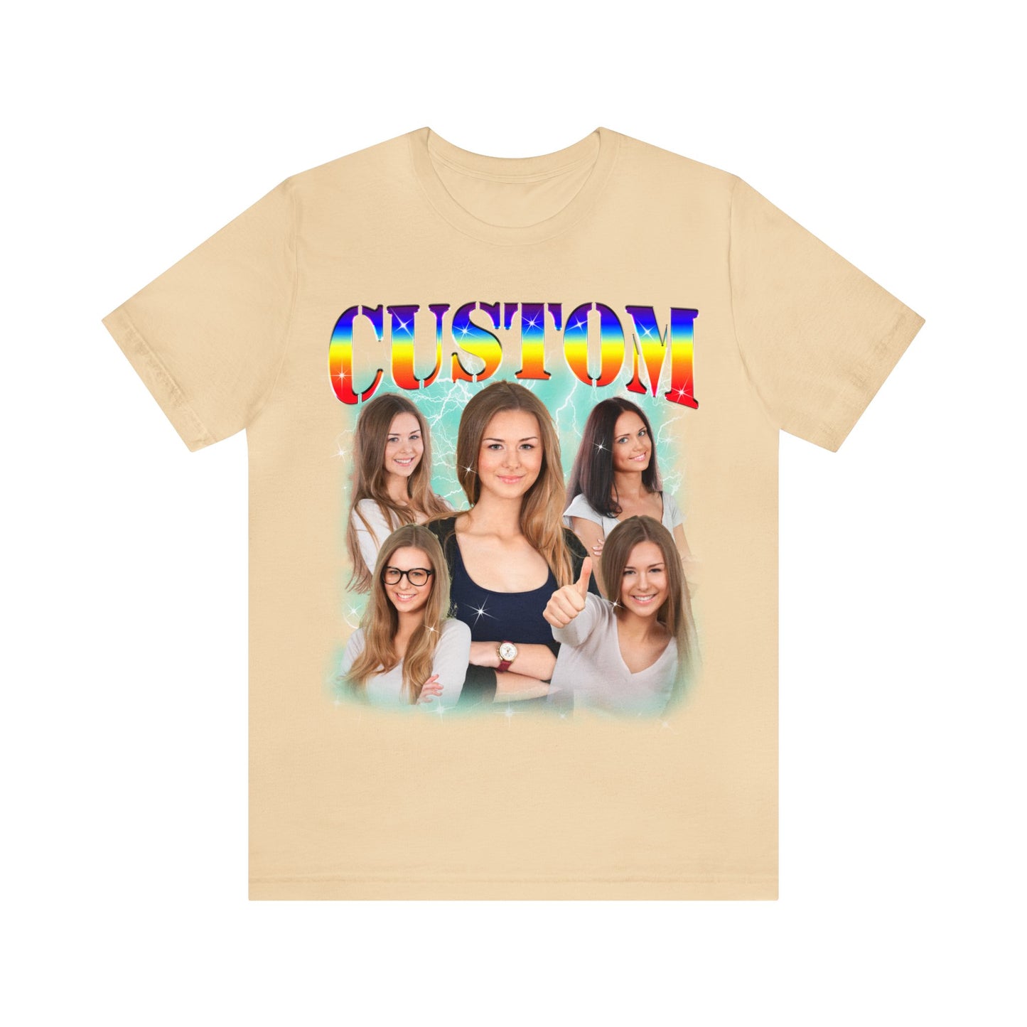 Custom Photo Bootleg Girlfriend Rainbow 90s Retro Vintage T-Shirt, Shirt with Face for Boyfriend Birthday Gift, Pictures Bootleg Tee, T1526