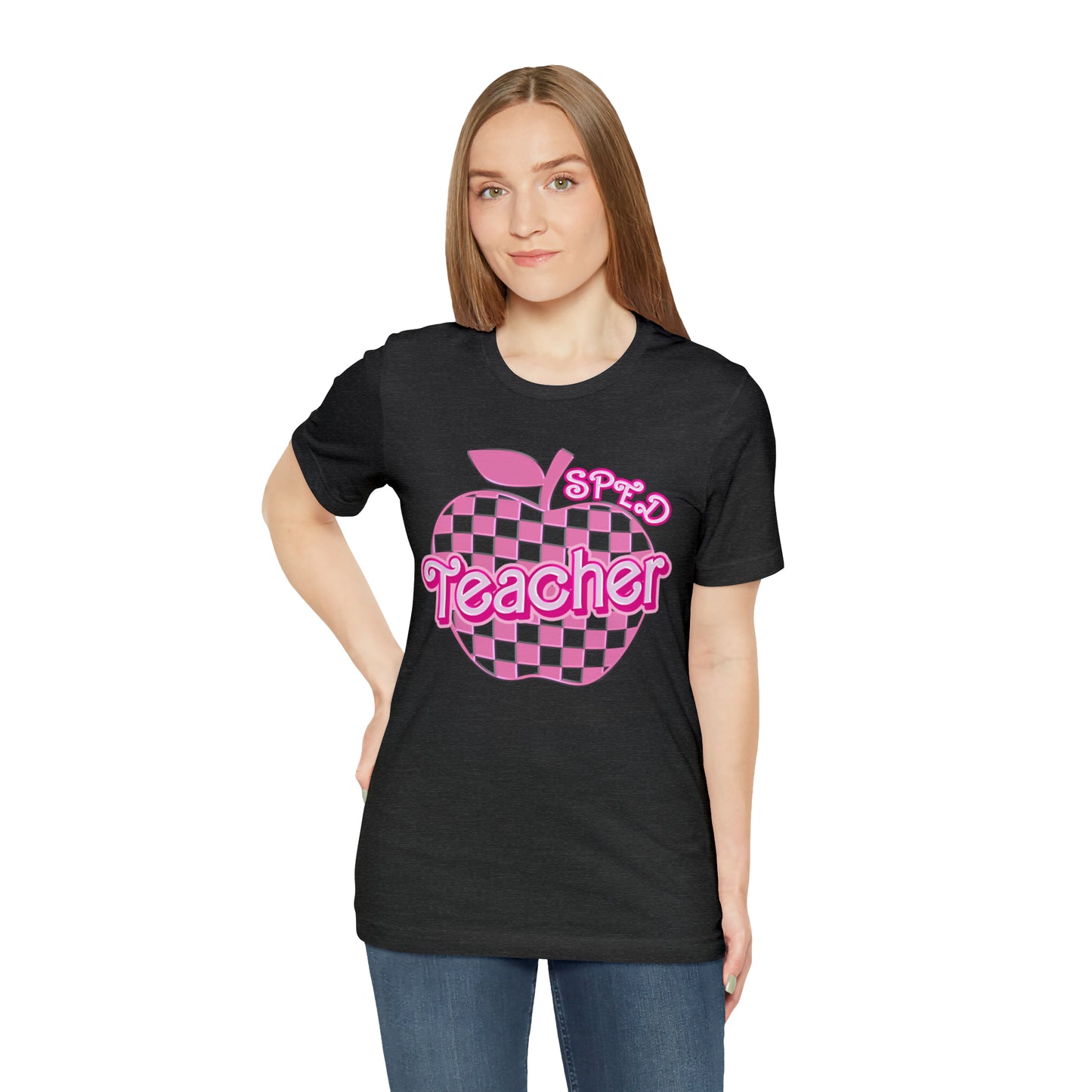 Sped Teacher Shirt, Sped Teacher Shirt Words, Pink Teacher Shirts, Teacher Appreciation Checkered Tee, Gifts for Teachers, Teacher Era, T797