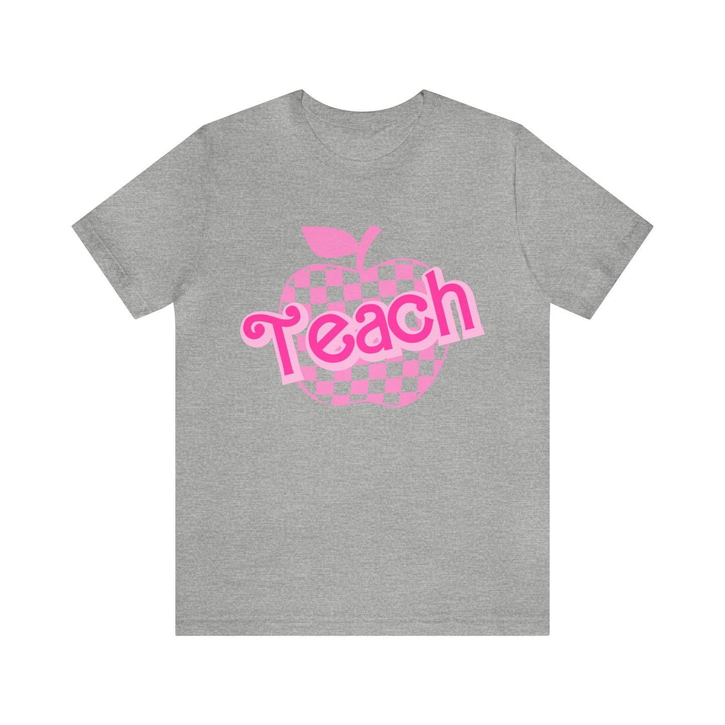 Pink Checkered Teacher Shirts, Trendy Teacher T Shirt, Retro Back to school, Teacher Appreciation, Apple Checkered Teacher Tee, T737