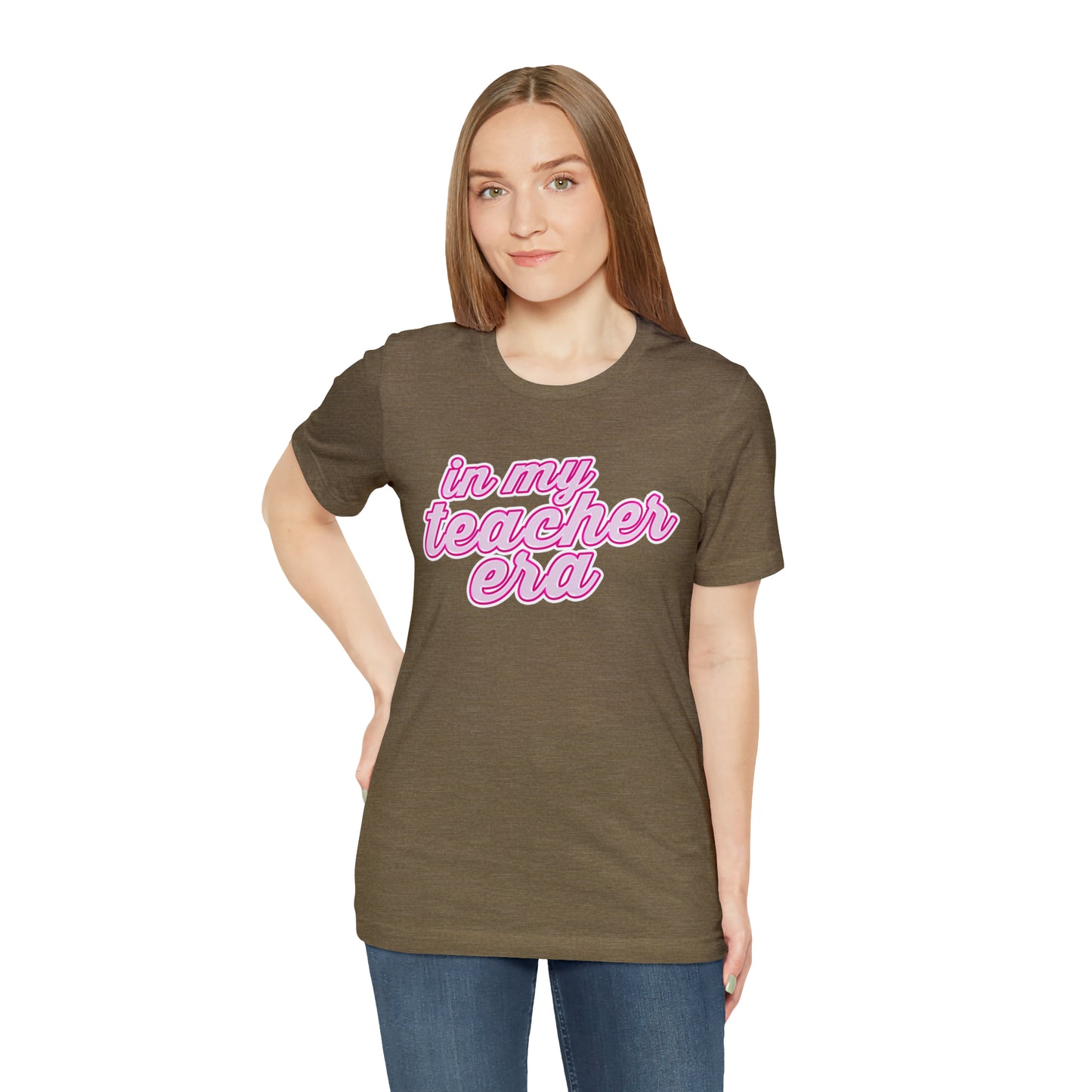 In My Teacher Era Shirt, 3D Teacher Pink Shirt, Teacher Shirts Trendy, Teacher Appreciation Checkered Teacher Tee, Gifts for Teachers, T781