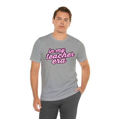 In My Teacher Era Shirt, 3D Teacher Pink Shirt, Teacher Shirts Trendy, Teacher Appreciation Checkered Teacher Tee, Gifts for Teachers, T781