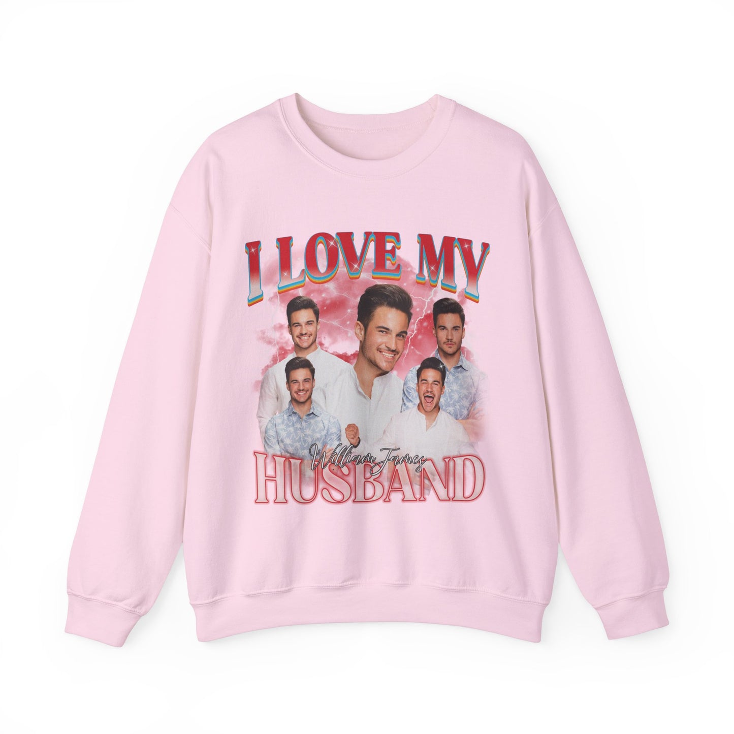 Custom I Love My Husband Sweatshirt, Customized Photo Bootleg Rap Tee, Valentine Matching Couple Sweatshirt, Custom Image Sweatshirt, SW1359