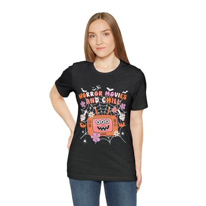 Horror Movies and Chill Shirt, Cute Halloween Gift , Ghost Lover Shirt, Witchcraft Shirt, Spooky Evening Shirt, Halloween Shirt, T716