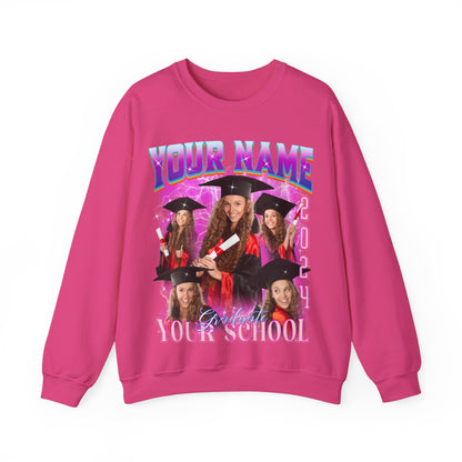 Graduation Party Sweatshirt, Custom Bootleg Rap Tee For Graduation, Custom Graduation Sweatshirt, Custom Photo Graduate Sweatshirt, S1634