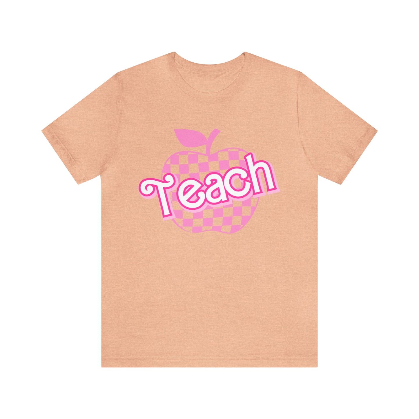 Pink Checkered Teacher Shirts, Trendy Teacher T Shirt, Retro Back to school, Teacher Appreciation, Apple Checkered Teacher Tee, T738