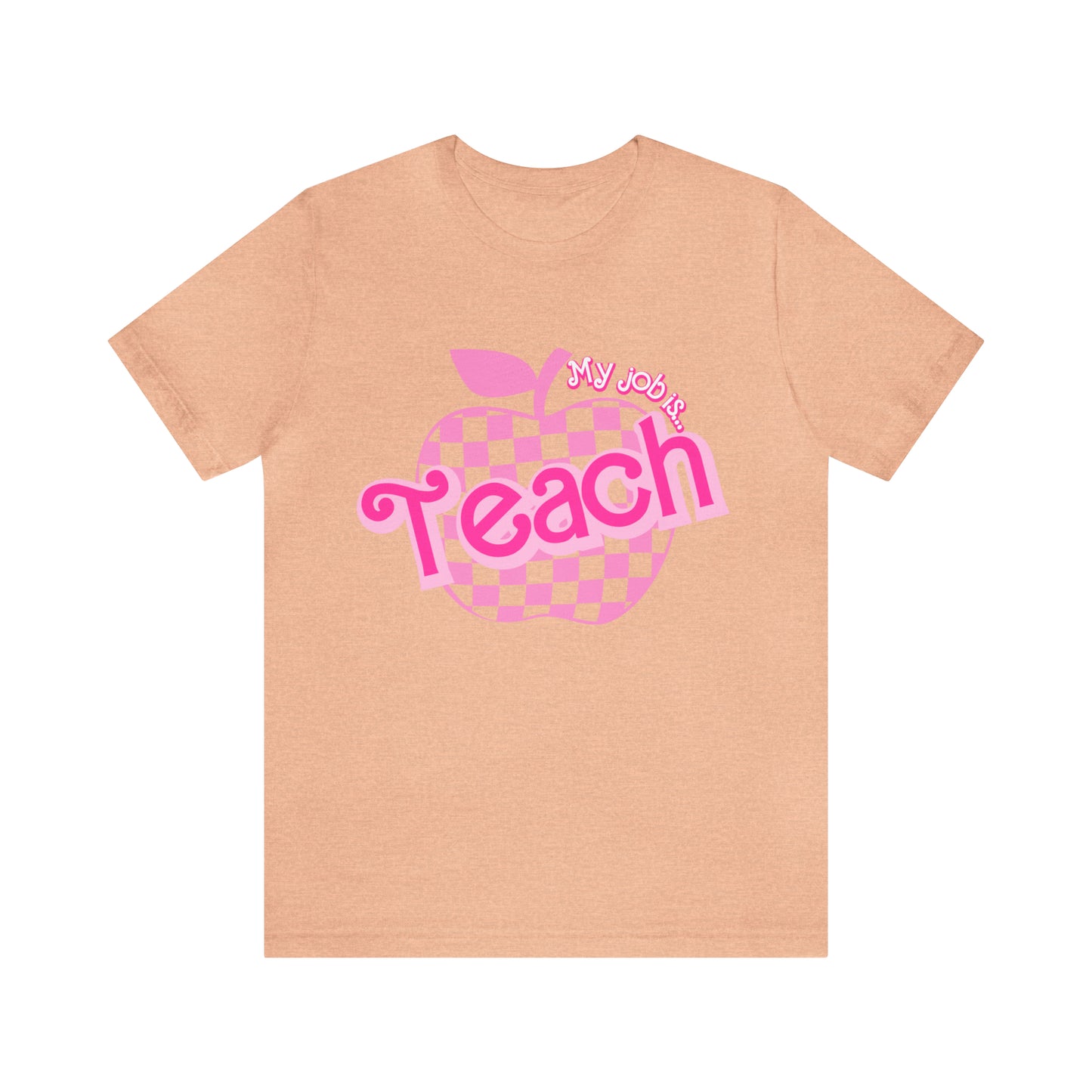 My Job is Teach Shirt, Pink Teacher Shirts, Trendy Teacher T Shirt, Retro Back to school, Teacher Appreciation, Checkered Teacher Tee, T736