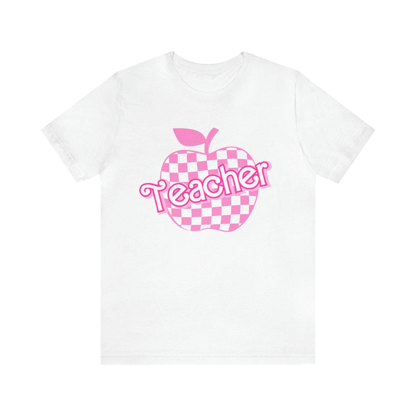 Pink Checkered Teacher Shirts, Trendy Teacher T Shirt, Retro Back to school, Teacher Appreciation, Apple Checkered Teacher Tee, T740