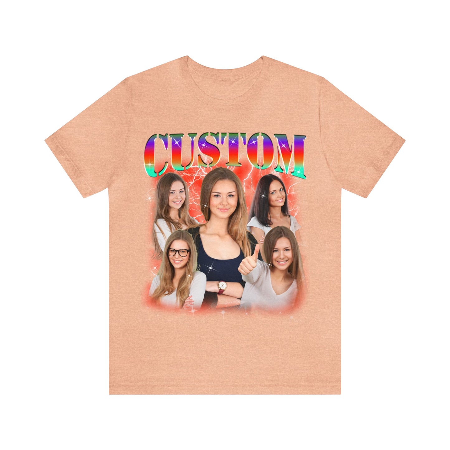 Custom Photo Bootleg Girlfriend Rainbow 90s Retro Vintage T-Shirt, Shirt with Face for Boyfriend Birthday Gift, Pictures Bootleg Tee, T1530