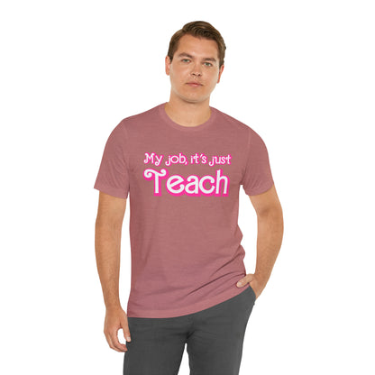 My Job is Just Teach Shirt, Pink Teacher Shirt, Trendy Teacher Shirt, Retro Back to school, Checkered Teacher Tee, Gifts For Teacher, T735