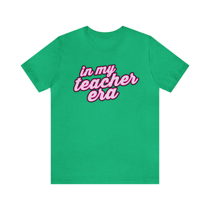 In My Teacher Era Shirt, 3D Teacher Pink Shirt, Teacher Shirts Trendy, Teacher Appreciation Checkered Teacher Tee, Gifts for Teachers, T781