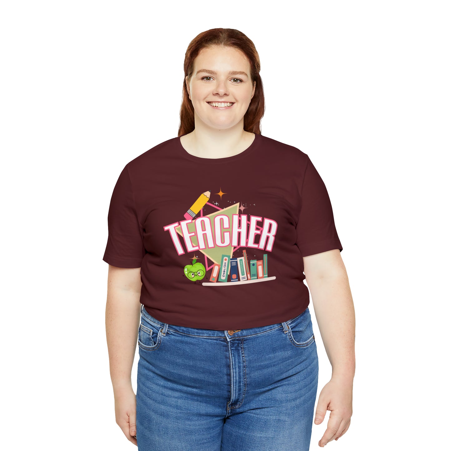 Pink Teacher Shirt, colorful teacher shirt, Teacher shirt, 90s shirt, 90s teacher shirt, colorful school shirt, T541