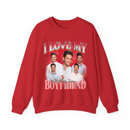 Custom I Love My Boyfriend Sweatshirt, Customized Photo Bootleg Rap Sweatshirt, Valentine Matching Couple Sweatshirt, SW1358