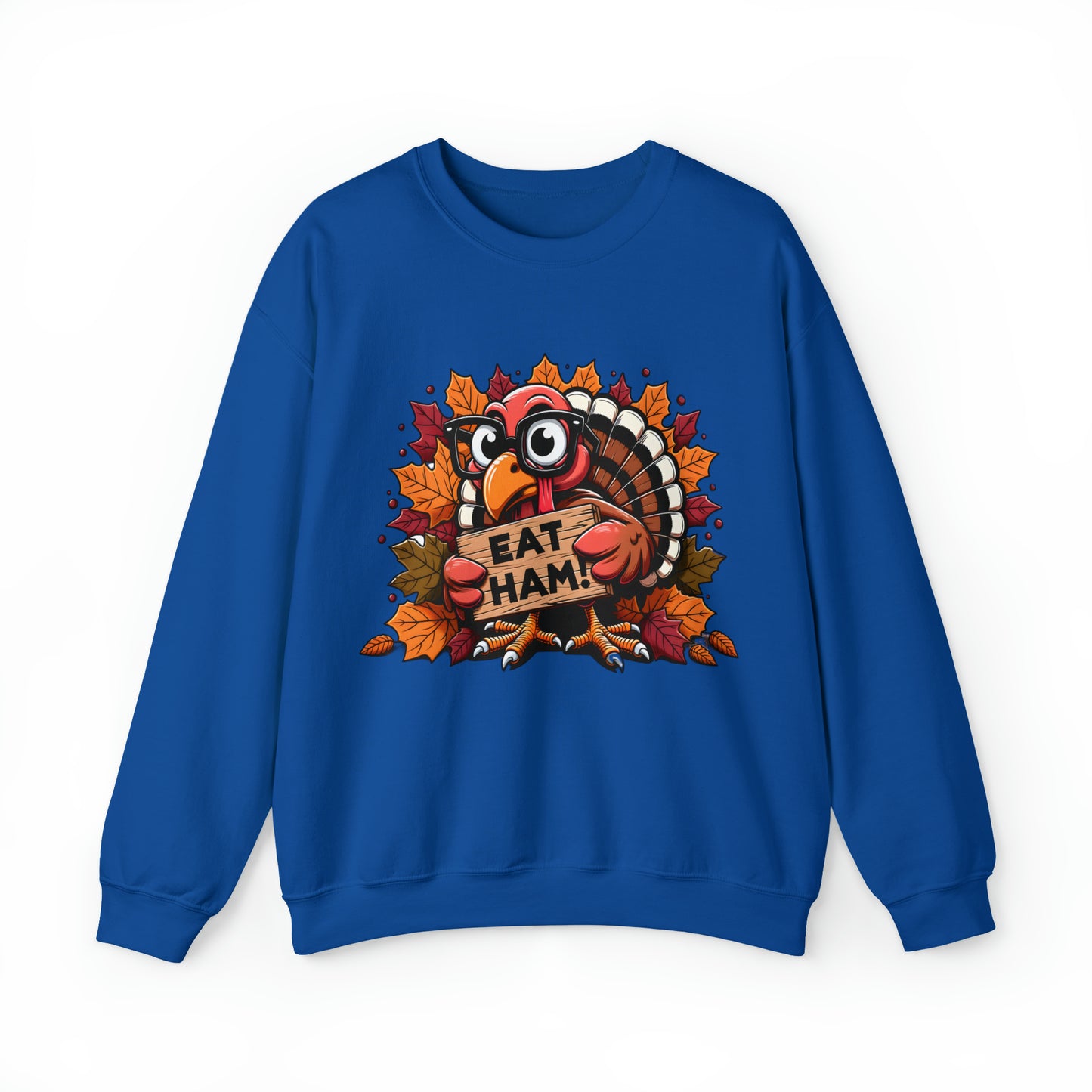 Cute Turkey Eat Ham Sweatshirt, Thanksgiving Sweatshirt, Leopard Print Turkey Shirt, Thankful Sweatshirt, Thanksgiving Food Sweatshirt, S858