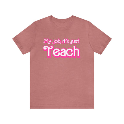 My Job is Just Teach Shirt, Pink Teacher Shirt, Trendy Teacher Shirt, Retro Back to school, Checkered Teacher Tee, Gifts For Teacher, T735