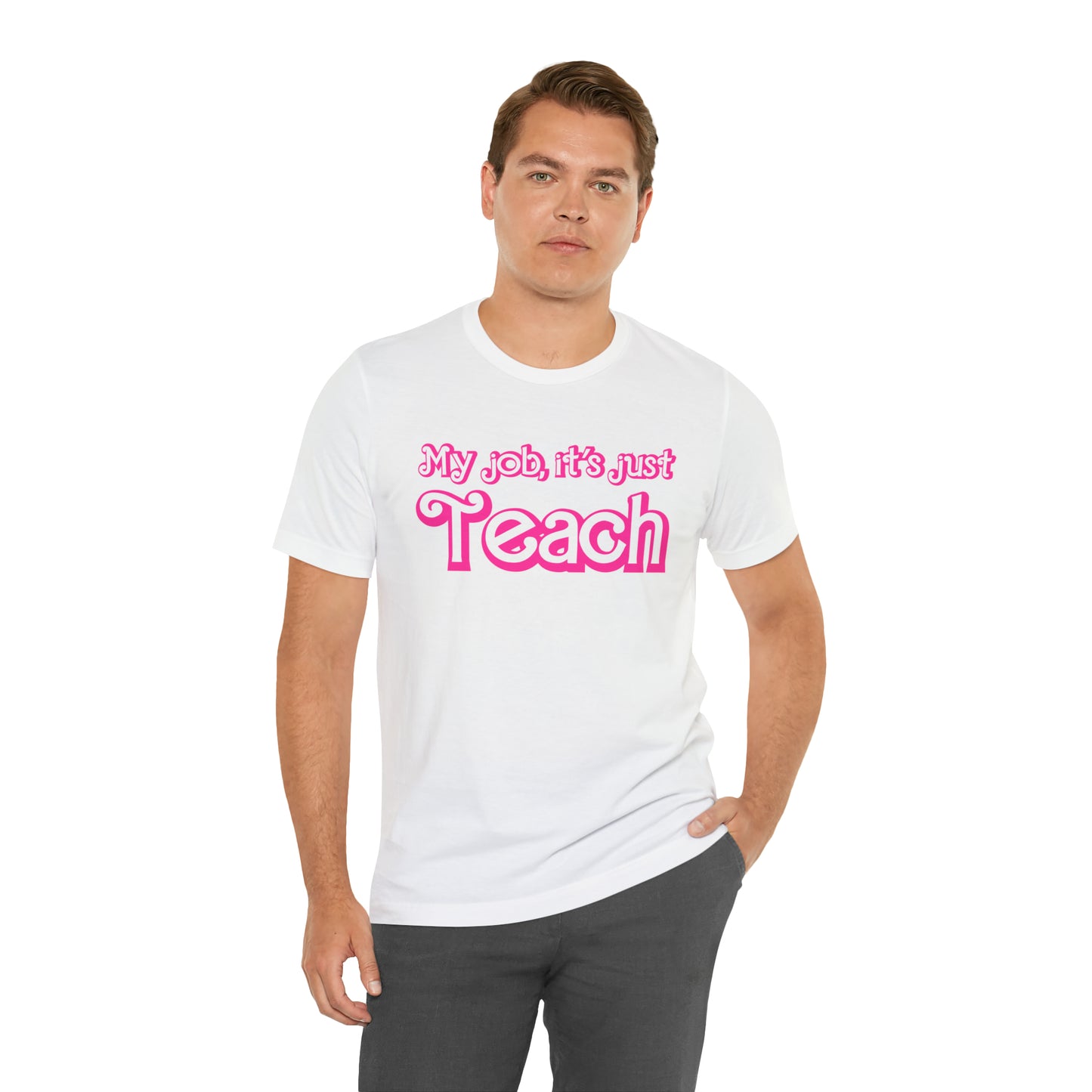 My Job is Just Teach Shirt, Pink Teacher Shirt, Trendy Teacher Shirt, Retro Back to school, Checkered Teacher Tee, Gifts For Teacher, T735