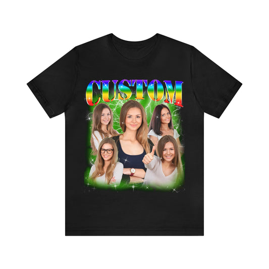 Custom Photo Bootleg Girlfriend Rainbow 90s Retro Vintage T-Shirt, Shirt with Face for Boyfriend Birthday Gift, Pictures Bootleg Tee, T1523