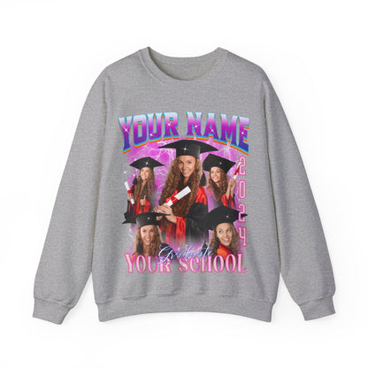 Graduation Party Sweatshirt, Custom Bootleg Rap Tee For Graduation, Custom Graduation Sweatshirt, Custom Photo Graduate Sweatshirt, S1634