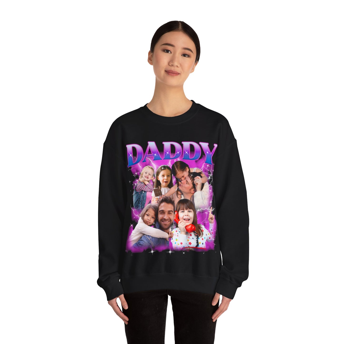 Custom Bootleg Rap Daddy Tee, Custom Photo Daddy Sweatshirt, Dad Shirt With Kid Face Photos Custom Father's Day Gift, Face Father Gift S1648