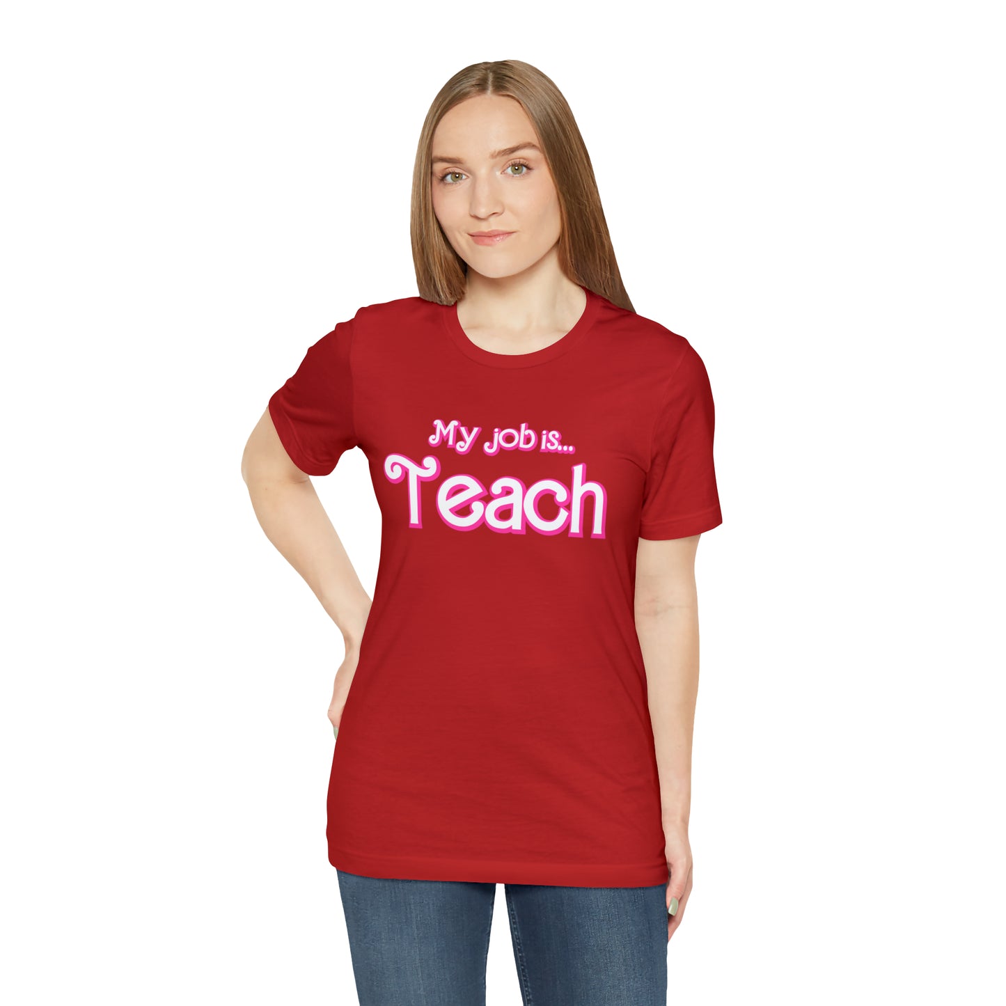 My Job is Teach Shirt, Pink Teacher Shirts, Trendy Teacher T Shirt, Retro Back to school, Teacher Appreciation, Checkered Teacher Tee, T734