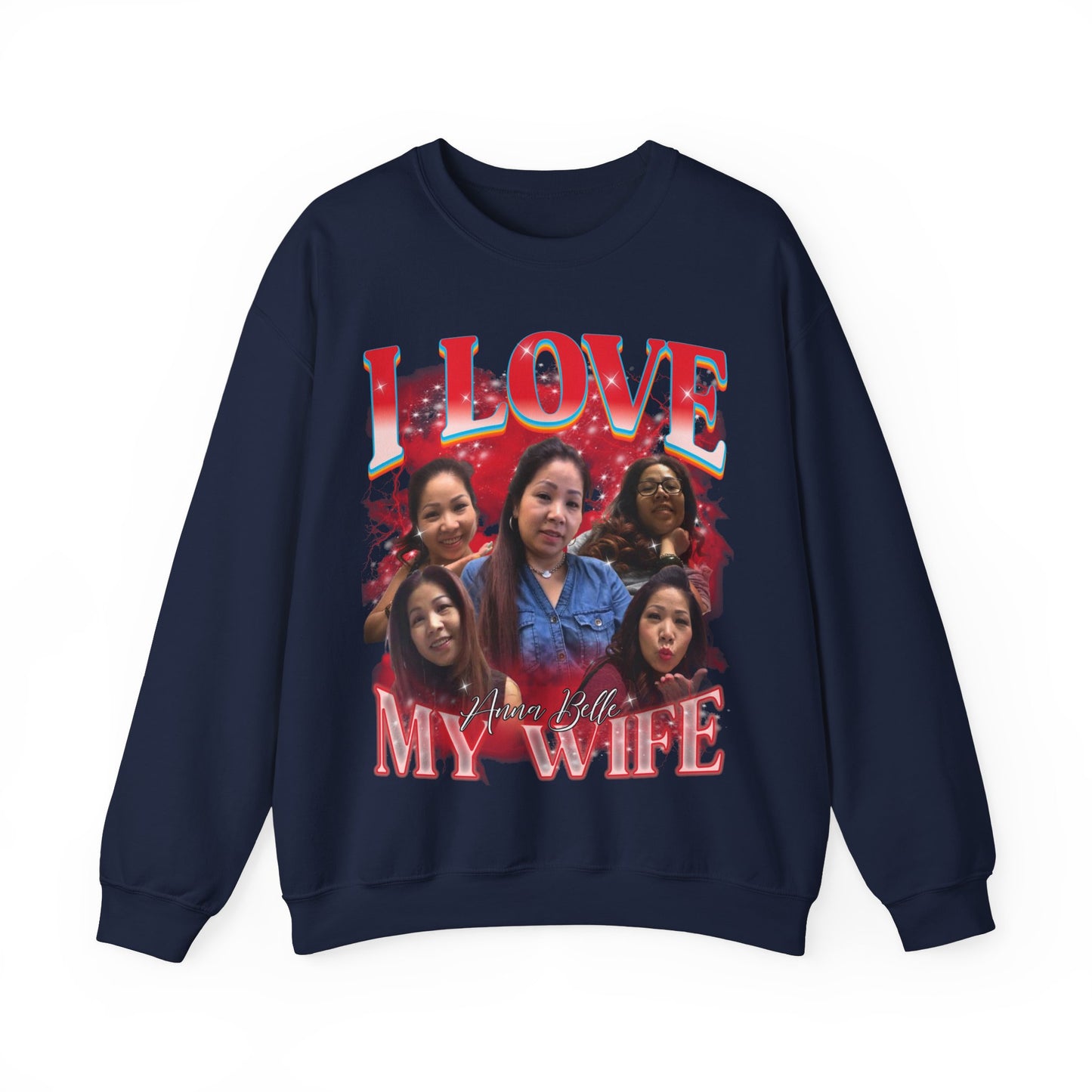 Custom Bootleg Rap Tee, I Love My Wife Sweatshirt, Custom Wife Photo Sweatshirt, Vintage Graphic 90s Tshirt Valentine's Shirt Gift, S1347 UK