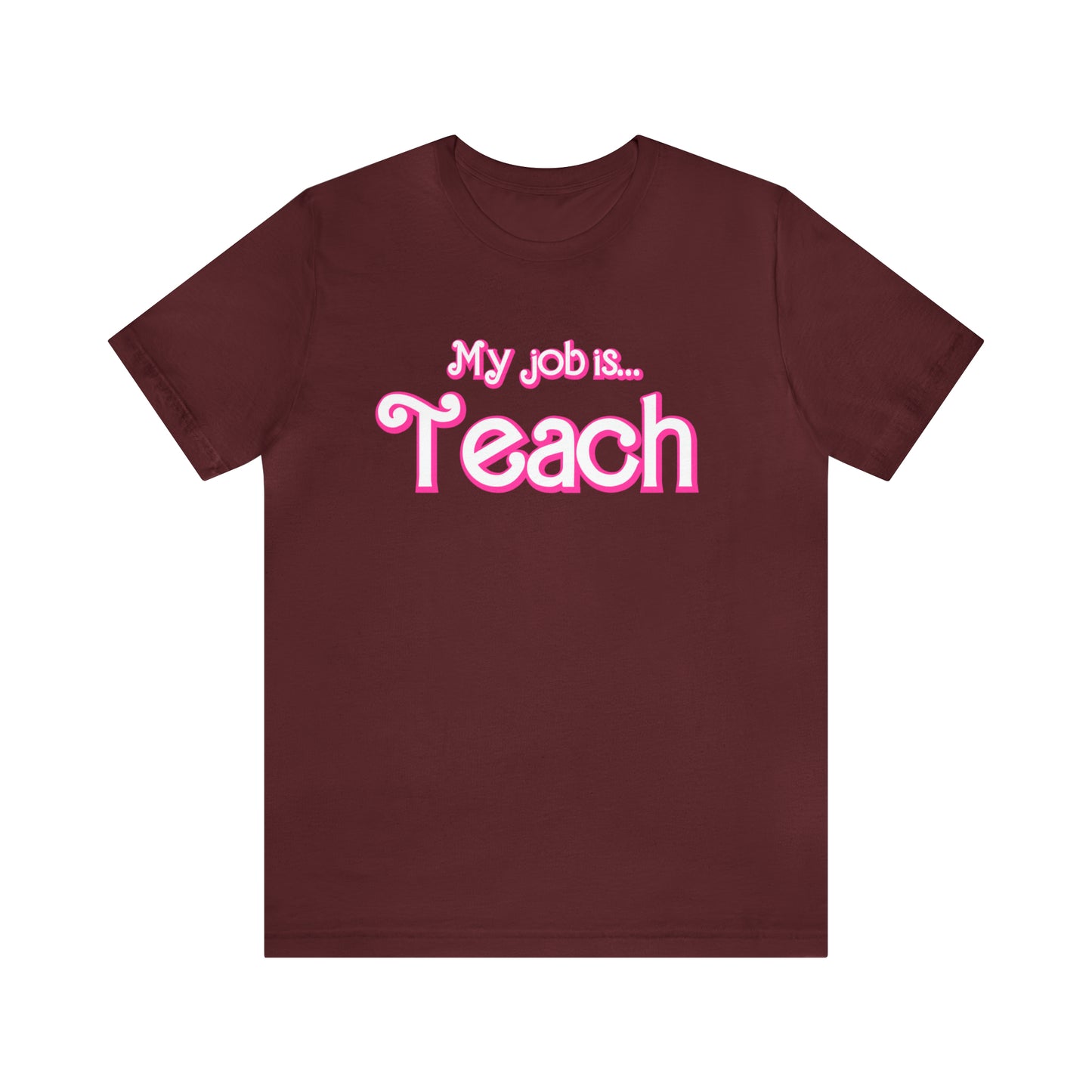 My Job is Teach Shirt, Pink Teacher Shirts, Trendy Teacher T Shirt, Retro Back to school, Teacher Appreciation, Checkered Teacher Tee, T734