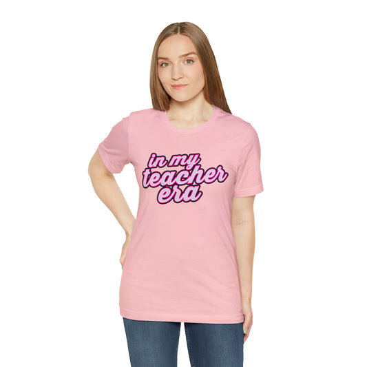 In My Teacher Era Shirt, 3D Teacher Pink Shirt, Teacher Shirts Trendy, Teacher Appreciation Checkered Teacher Tee, Gifts for Teachers, T781