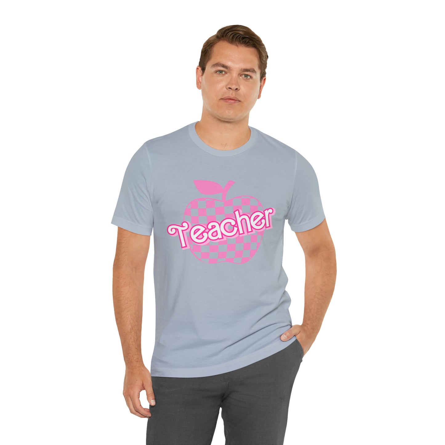 Pink Checkered Teacher Shirts, Trendy Teacher T Shirt, Retro Back to school, Teacher Appreciation, Apple Checkered Teacher Tee, T740