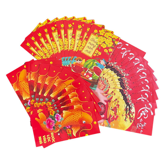 30 Pieces 3 Style li xi envelope Vietnamese, Bao li xi 2024 Viet Nam size 3"x 6.5",Vietnamese New Year Lucky Money Envelopes use for Tet Vietnam