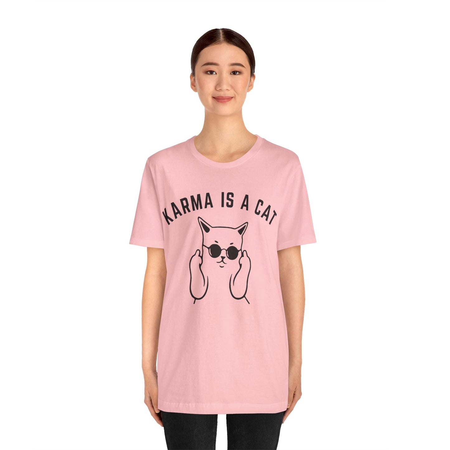 Karma Is A Cat Shirt, Funny Cat Shirt, Cat Mom Life Shirt, Cat Lover Shirt, Gift for Cat Mom, Shirt for Women, Oversized Shirt, T1113