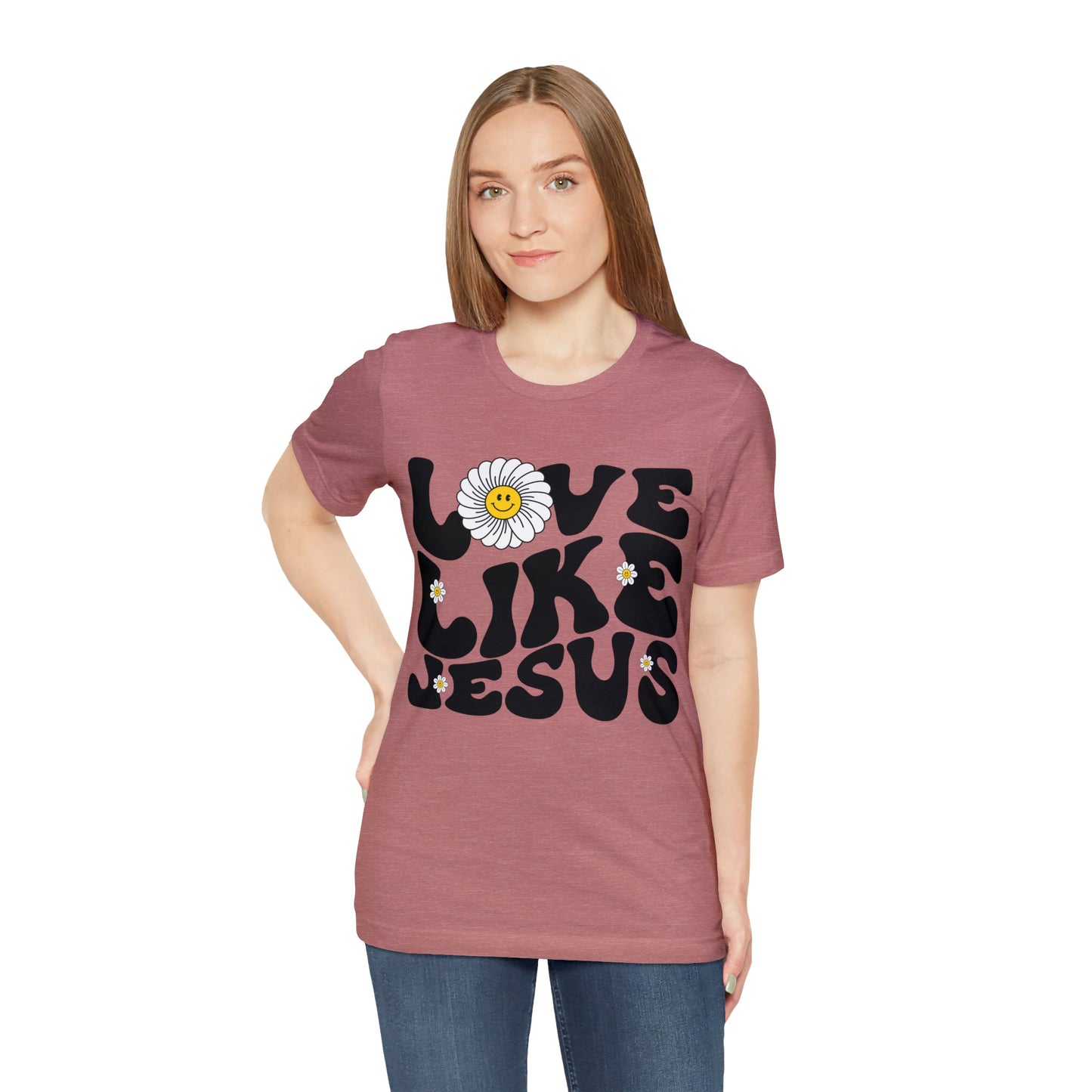 Retro Love Like Jesus Shirt, Cute Jesus Shirt, Women's Christian Clothing, Unisex Crewneck Christian Shirt, T851