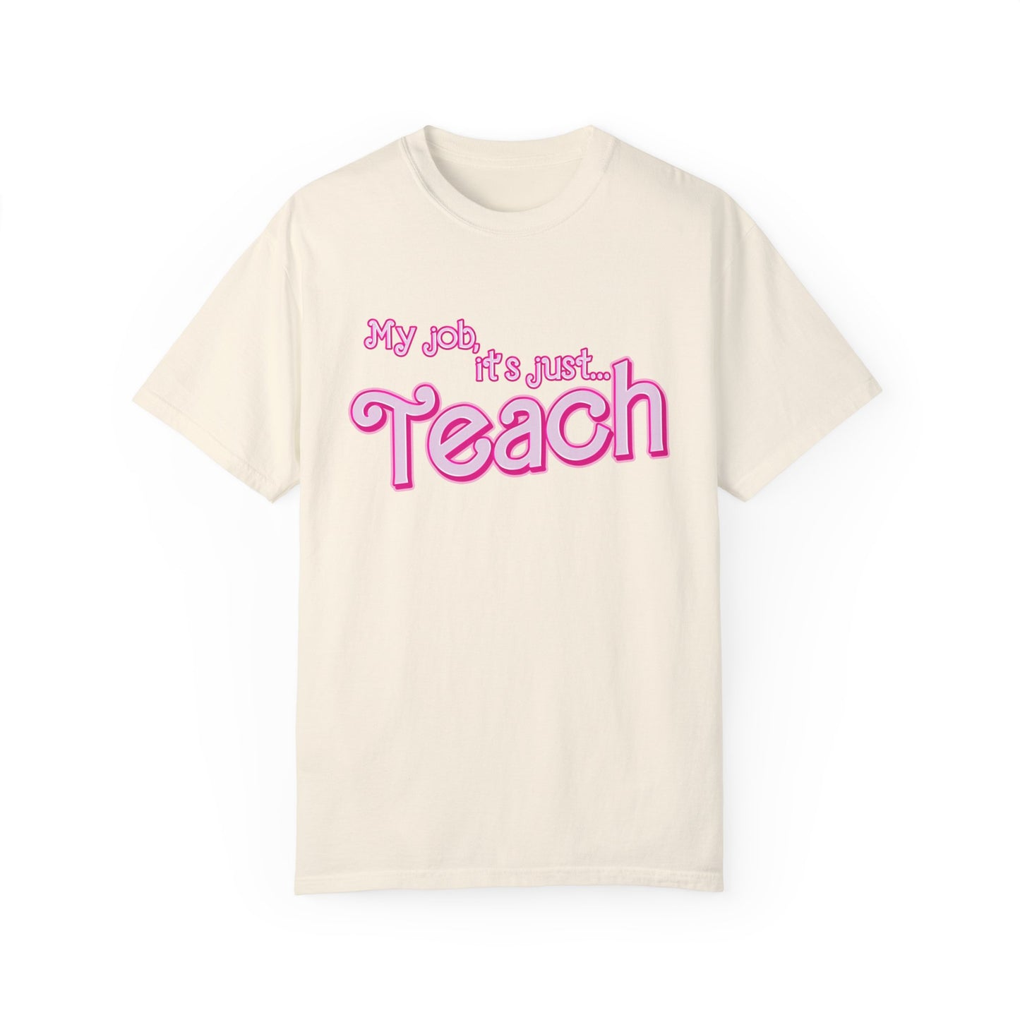 My Job is Teach Shirt, 3D Text Printer Pink Teacher Shirts, Trendy Teacher T Shirt, Retro Back to school, Teacher Appreciation, CC804