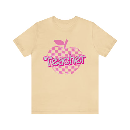 Teacher Shirt, Pink Teacher Shirts, Trendy Teacher Tshirt, Teacher Appreciation Checkered Teacher Tee, Gifts for Teachers, Teacher Era, T793