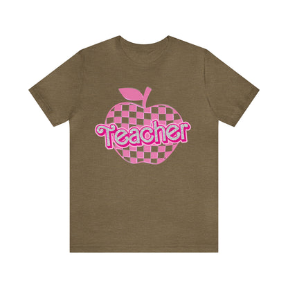 Teacher Shirt, Pink Teacher Shirts, Trendy Teacher Tshirt, Teacher Appreciation Checkered Teacher Tee, Gifts for Teachers, Teacher Era, T793