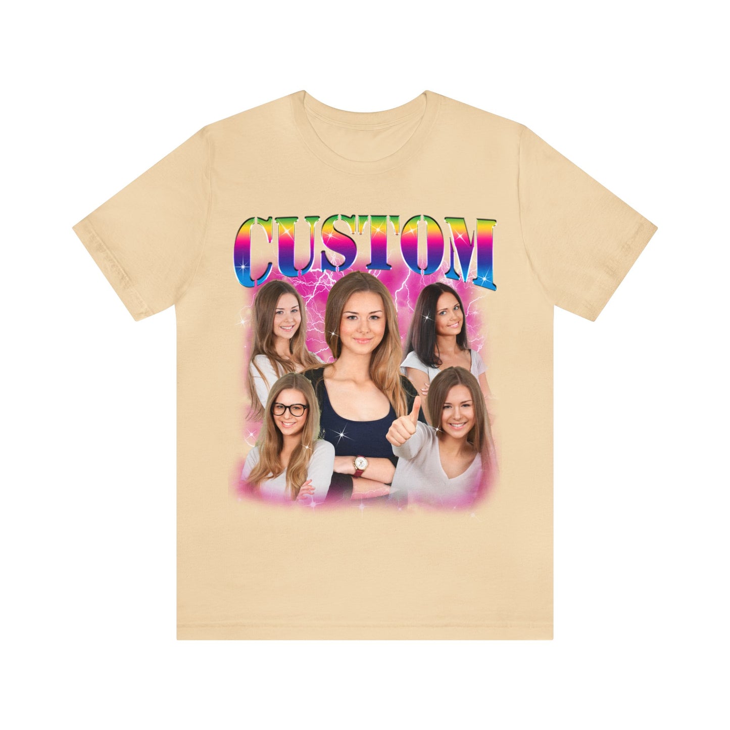 Custom Photo Bootleg Girlfriend Rainbow 90s Retro Vintage T-Shirt, Shirt with Face for Boyfriend Birthday Gift, Pictures Bootleg Tee, T1525