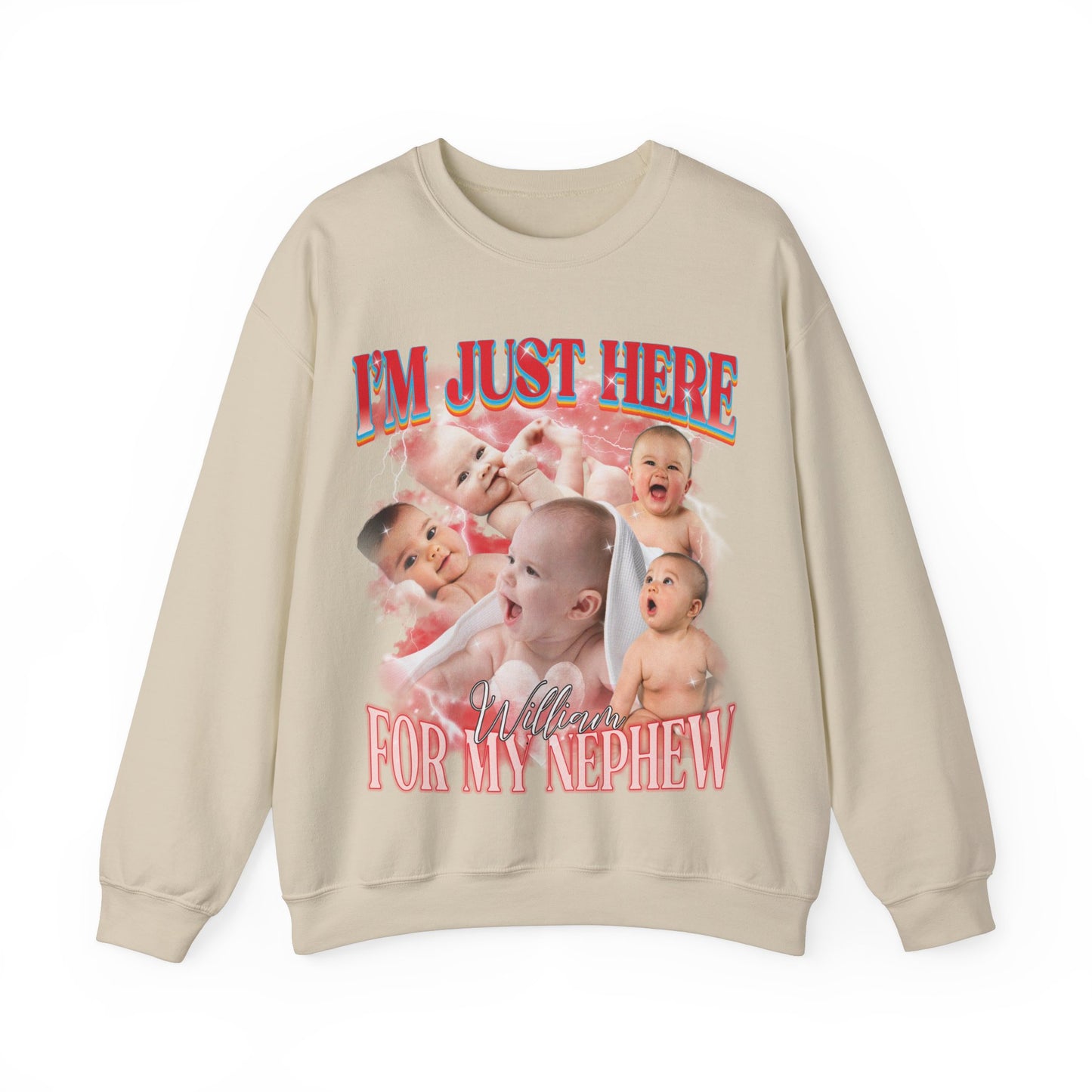 Custom Bootleg Rap Tee I'm Just Here For My Nephew Sweatshirt, Custom Photo, Vintage Graphic 90s Sweatshirt, Aunt Sweatshirt, S1491