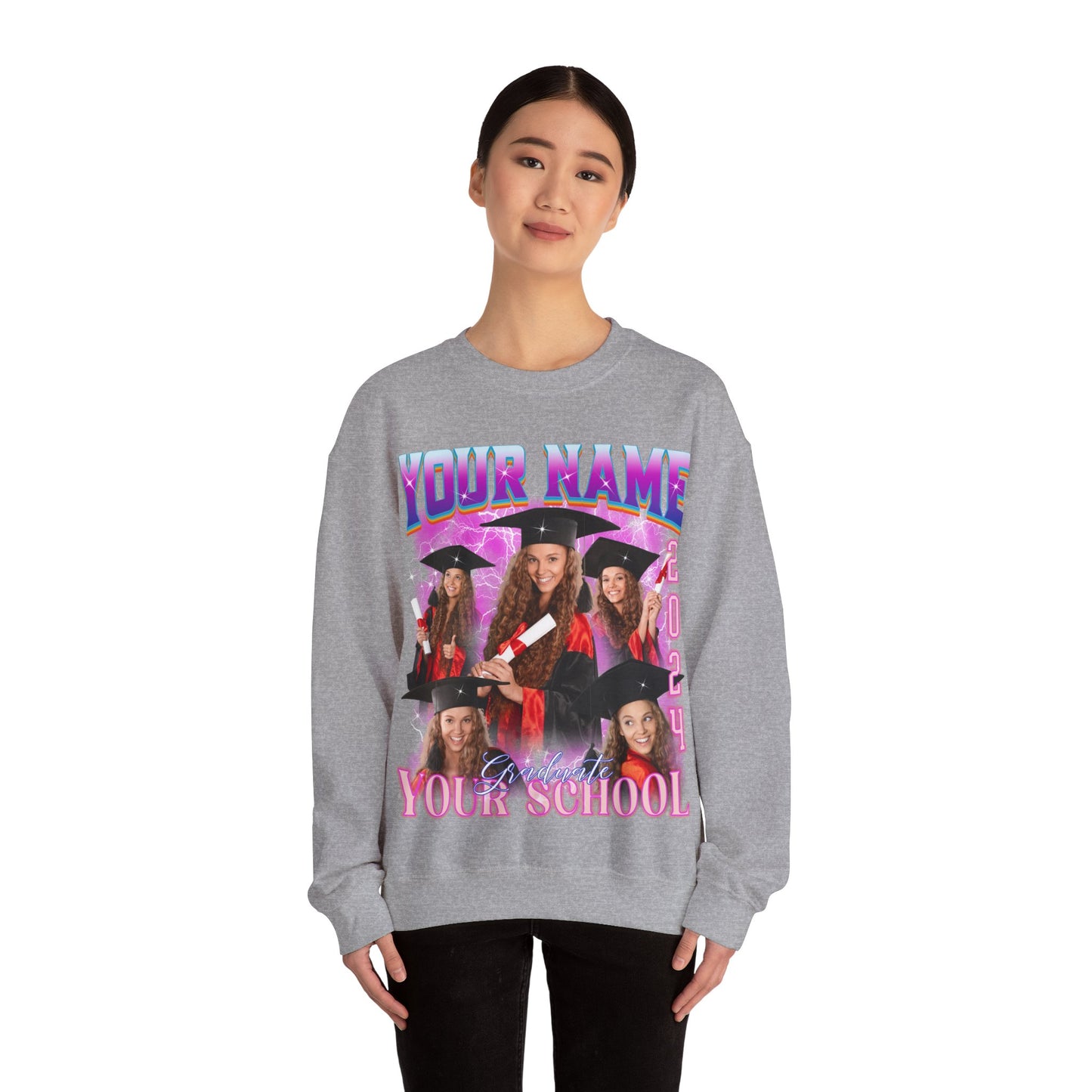 Graduation Party Sweatshirt, Custom Bootleg Rap Tee For Graduation, Custom Graduation Sweatshirt, Custom Photo Graduate Sweatshirt, S1634