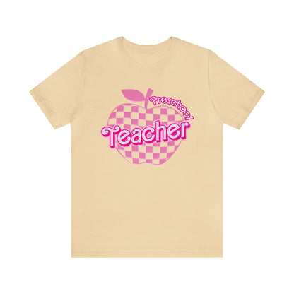 Preschool Teacher Shirt, Pink Teacher Shirts, Trendy Teacher Tshirt, Teacher Appreciation Checkered Teacher Tee, Gifts for Teachers, T798