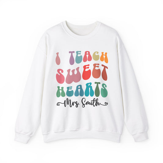 Personalized I Teach Sweethearts Valentines Day Sweatshirt, Custom Teacher Valentine Day Sweatshirt for Teachers, Gift for Hearts Day, S1275
