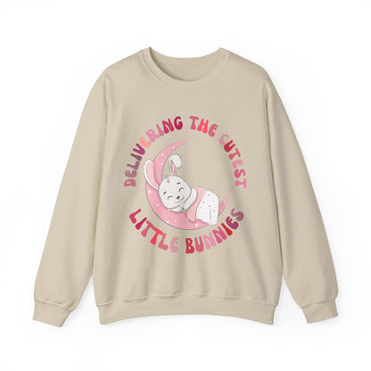 Delivering the Cutest Little Bunnies Sweatshirt, Labor and Delivery Easter Sweatshirt, L&D Shirt Catching Babies L and D Sweatshirt, S1551