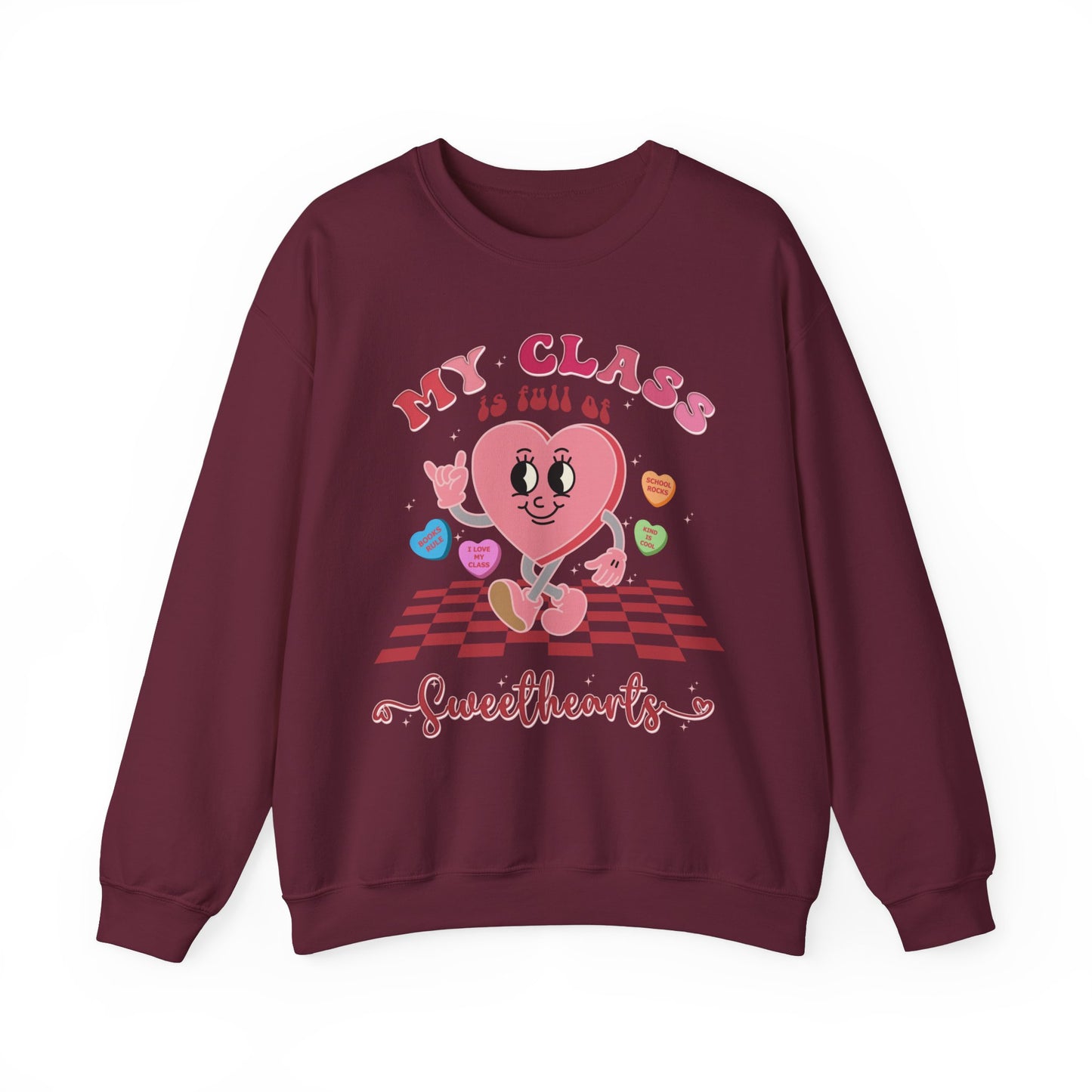 My Class Is Full Of SweetHearts Sweatshirt, Pink Teacher Valentine's Day Sweatshirt, Candy Heart Sweatshirt, Sweatshirt Teacher Gift, SW1289