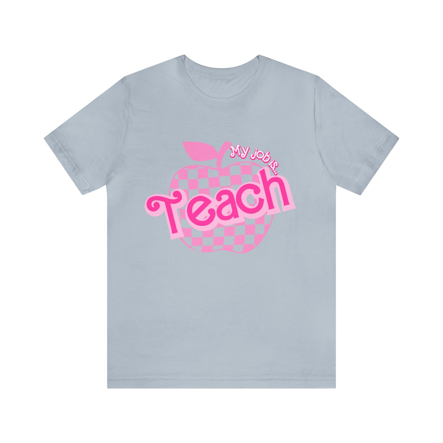 My Job is Teach Shirt, Pink Teacher Shirts, Trendy Teacher T Shirt, Retro Back to school, Teacher Appreciation, Checkered Teacher Tee, T736