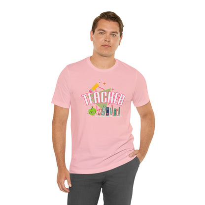 Pink Teacher Shirt, colorful teacher shirt, Teacher shirt, 90s shirt, 90s teacher shirt, colorful school shirt, T541